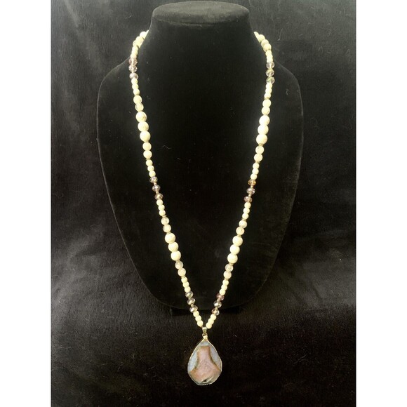 Veronese Signed Geode Beaded Pendant Necklace Beautiful - Picture 15 of 16